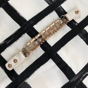 Charming Charlie Gold Bracelet, Leather Closure